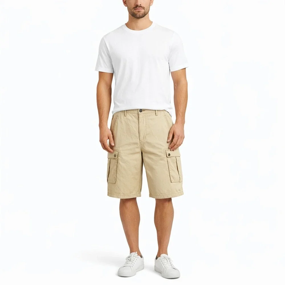 Levi Strauss & Co Two Horse Brand Cargo Shorts Mens‎ 32 Khaki Utility Flat Front